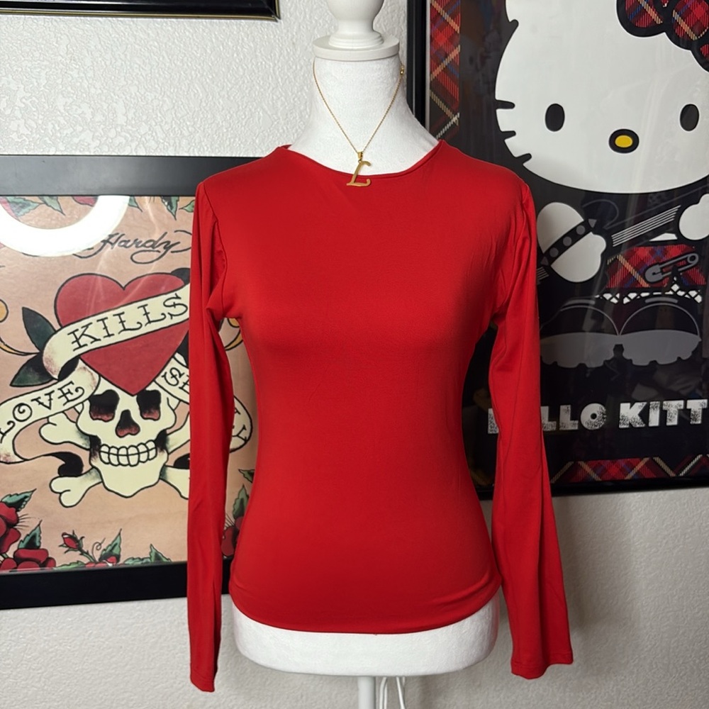 Jova Red Buttery Soft Long Sleeve Top Casual Everyday Basics